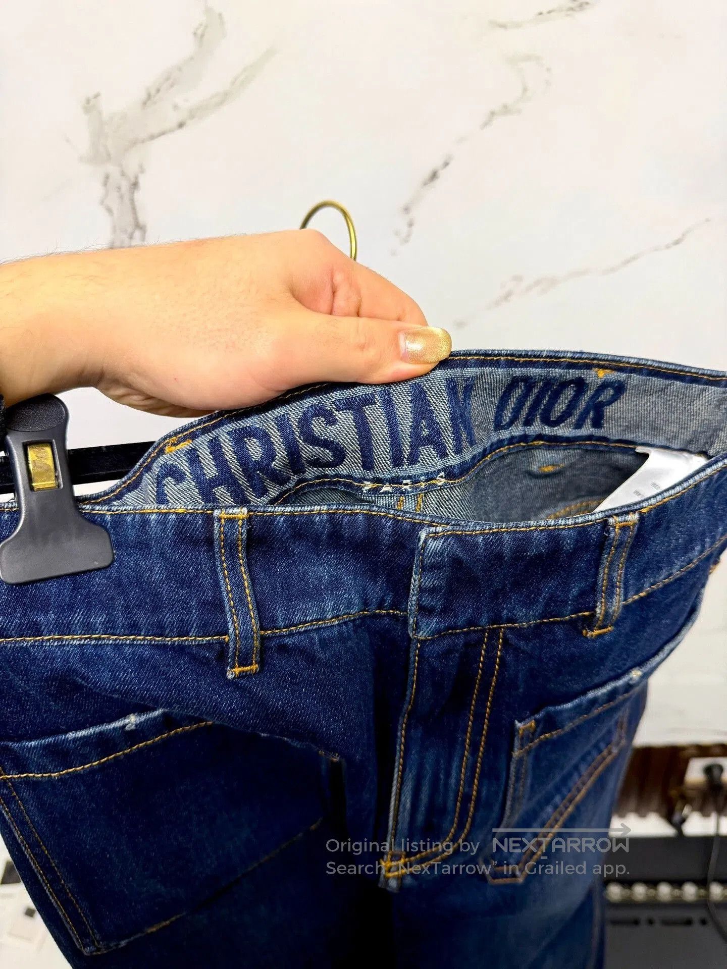 Dior dior slogan denim pants in new condition. Size US 34 / EU 50 - 3 Thumbnail