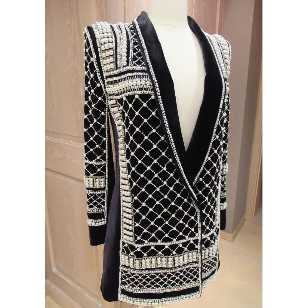 Balmain Balmain Velvet Pearl Blazer Extremely Rare Size M / US 6-8 / IT 42-44 - 6 Thumbnail