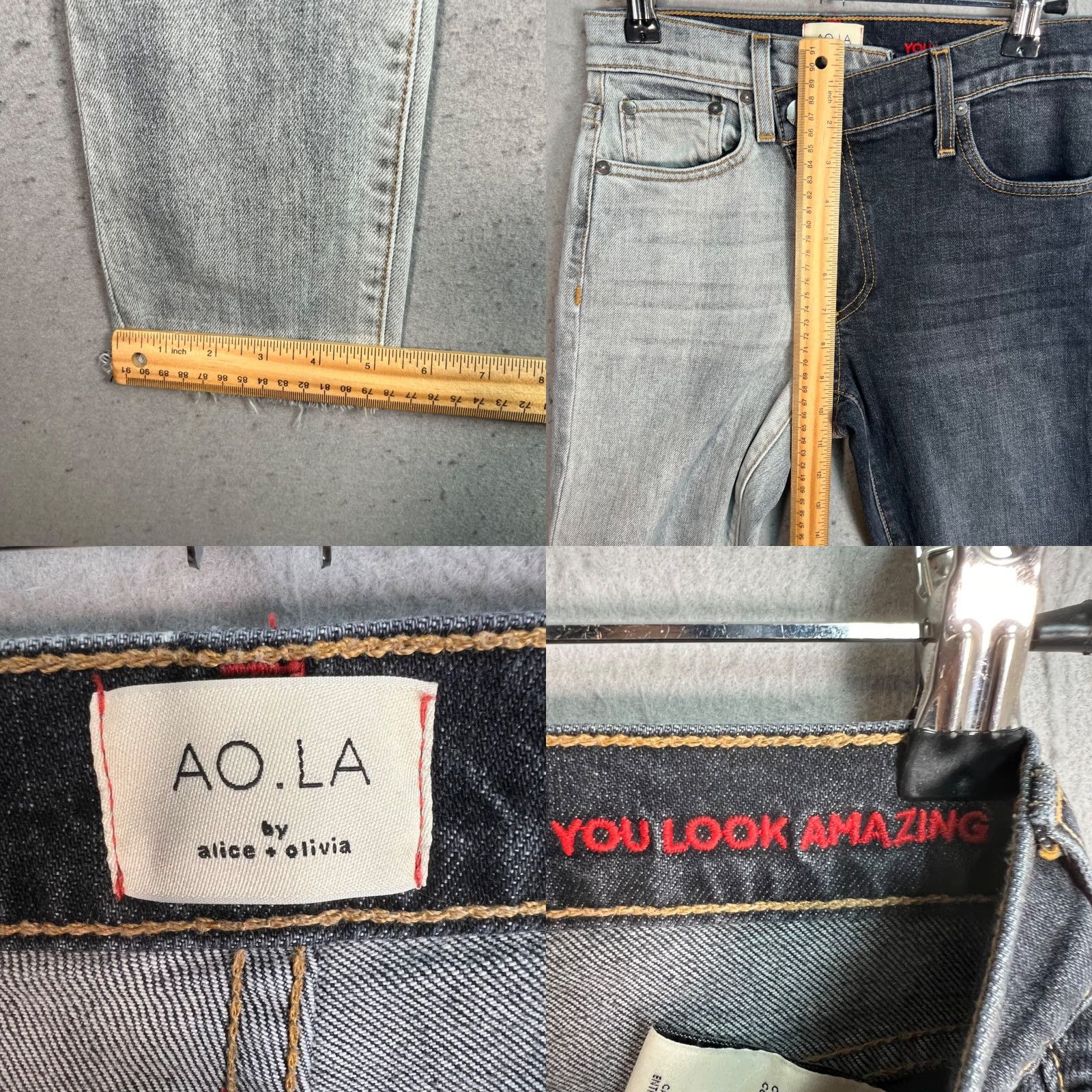 Alice + Olivia VINTAGE AO.LA Alice + Olivia 24 Womens Size 24 Two Tone Skinny Jeans Grey Black Denim Size 42" / US 20 - 8 Thumbnail