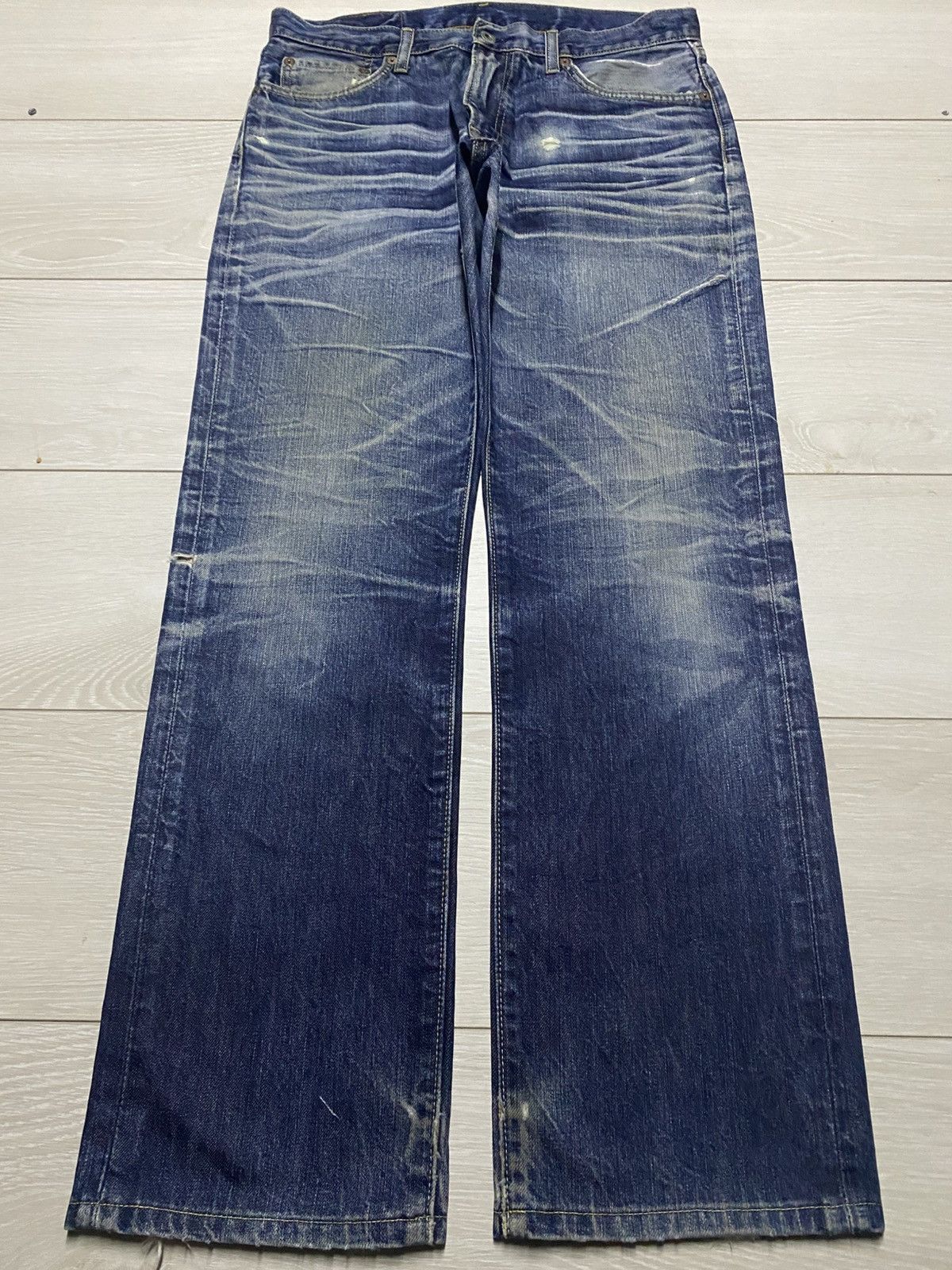 Undercover × Uniqlo Vintage Uniqlo S002 Mud Wash Whisker Distressed Loose Jeans Size US 32 / EU 48 - 1 Thumbnail