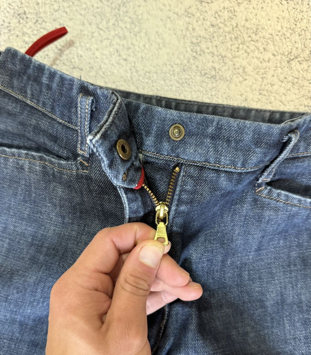 Prada Prada Women’s Jeans Dark Indigo Blue Red Tab Size 42IT Italy Size 28" / US 6 / IT 42 - 6 Thumbnail