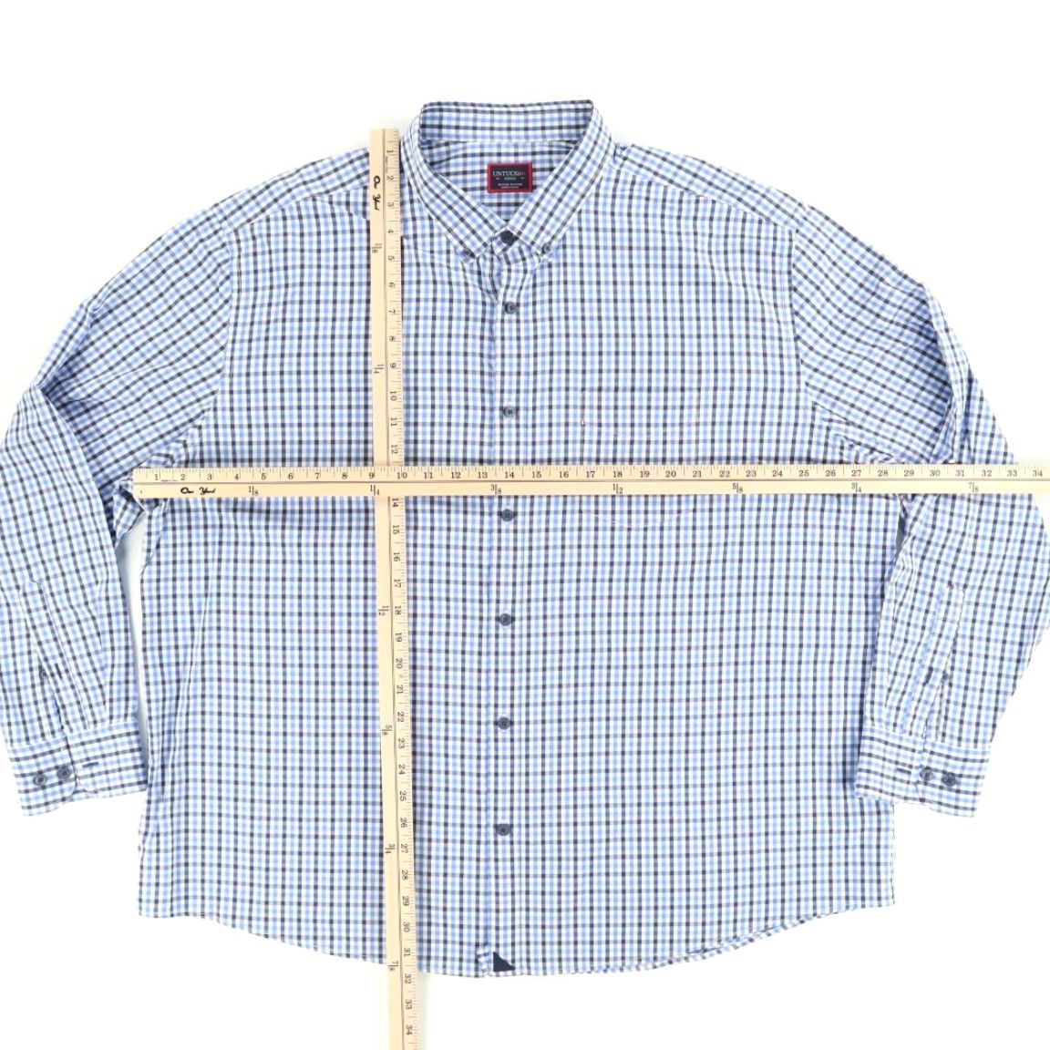 UNTUCKit Untuckit Simmons Performance Check Button Down Shirt Blue Men's 3XLC Size US XXL / EU 58 / 5 - 3 Thumbnail