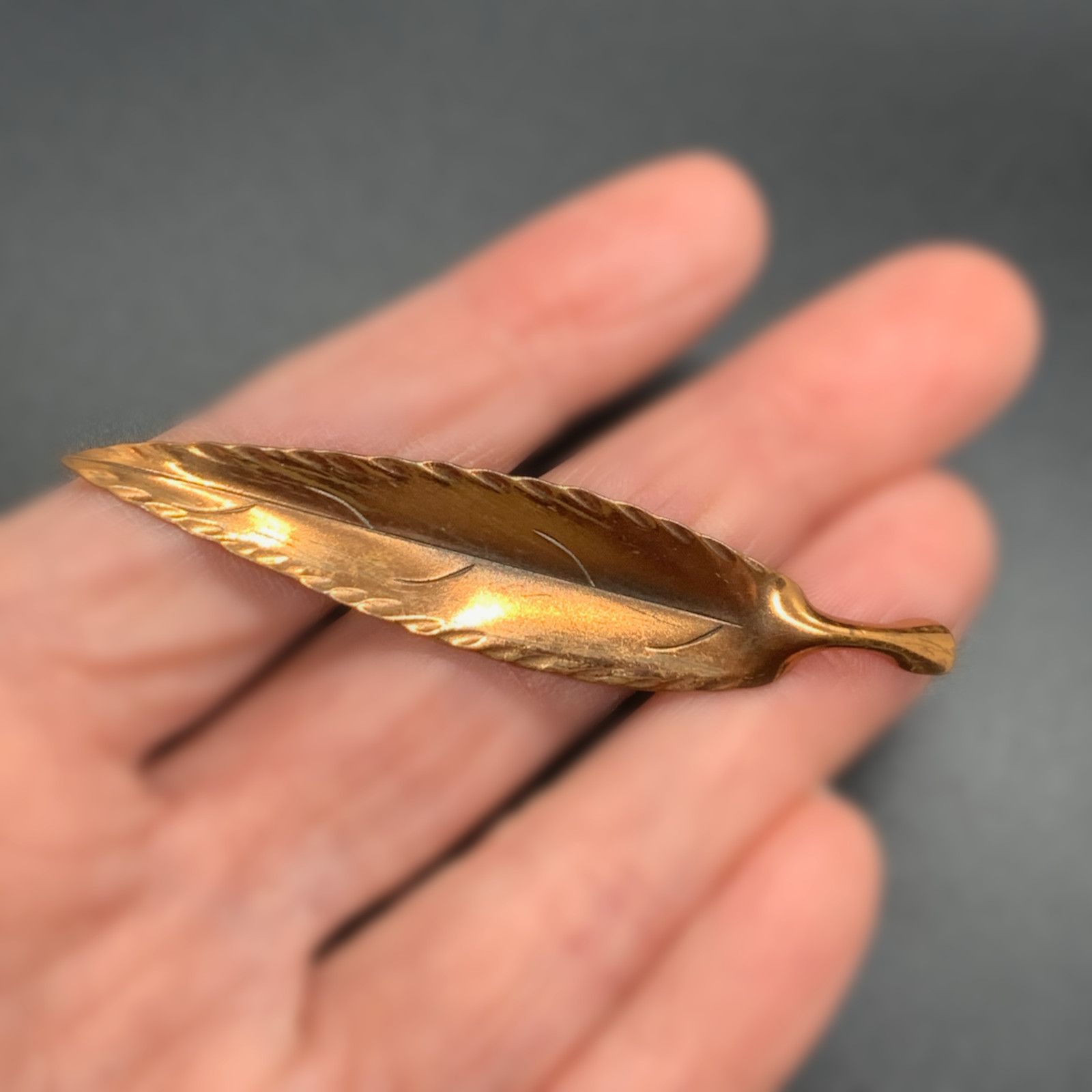 Other Stuart Nye Vintage Hand Wrought Copper Leaf Brooch 2.5" Size ONE SIZE - 2 Thumbnail