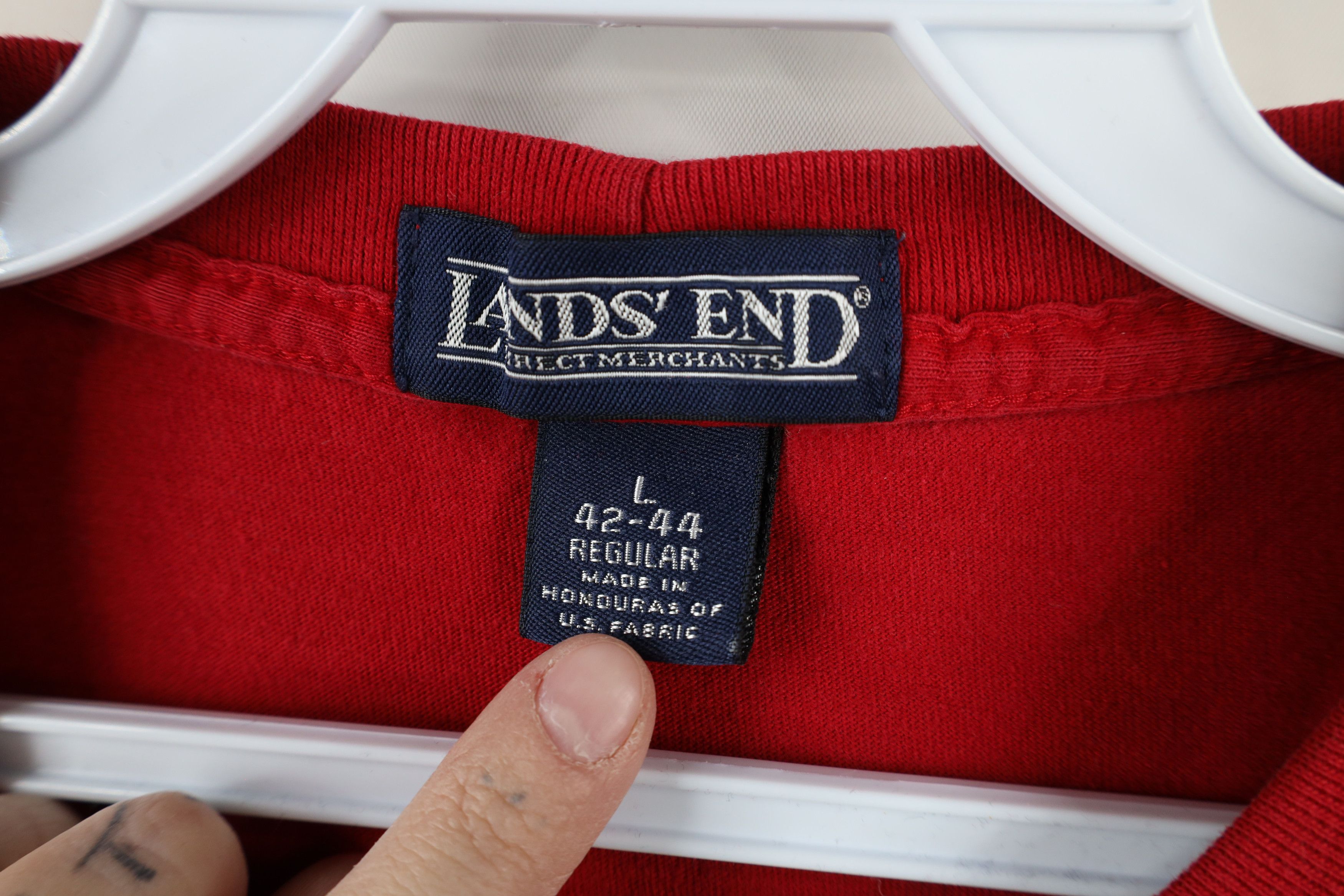 Lands' End × Vintage Vintage 90s Lands End Blank Heavyweight Cotton T-Shirt Red Size US L / EU 52-54 / 3 - 6 Thumbnail