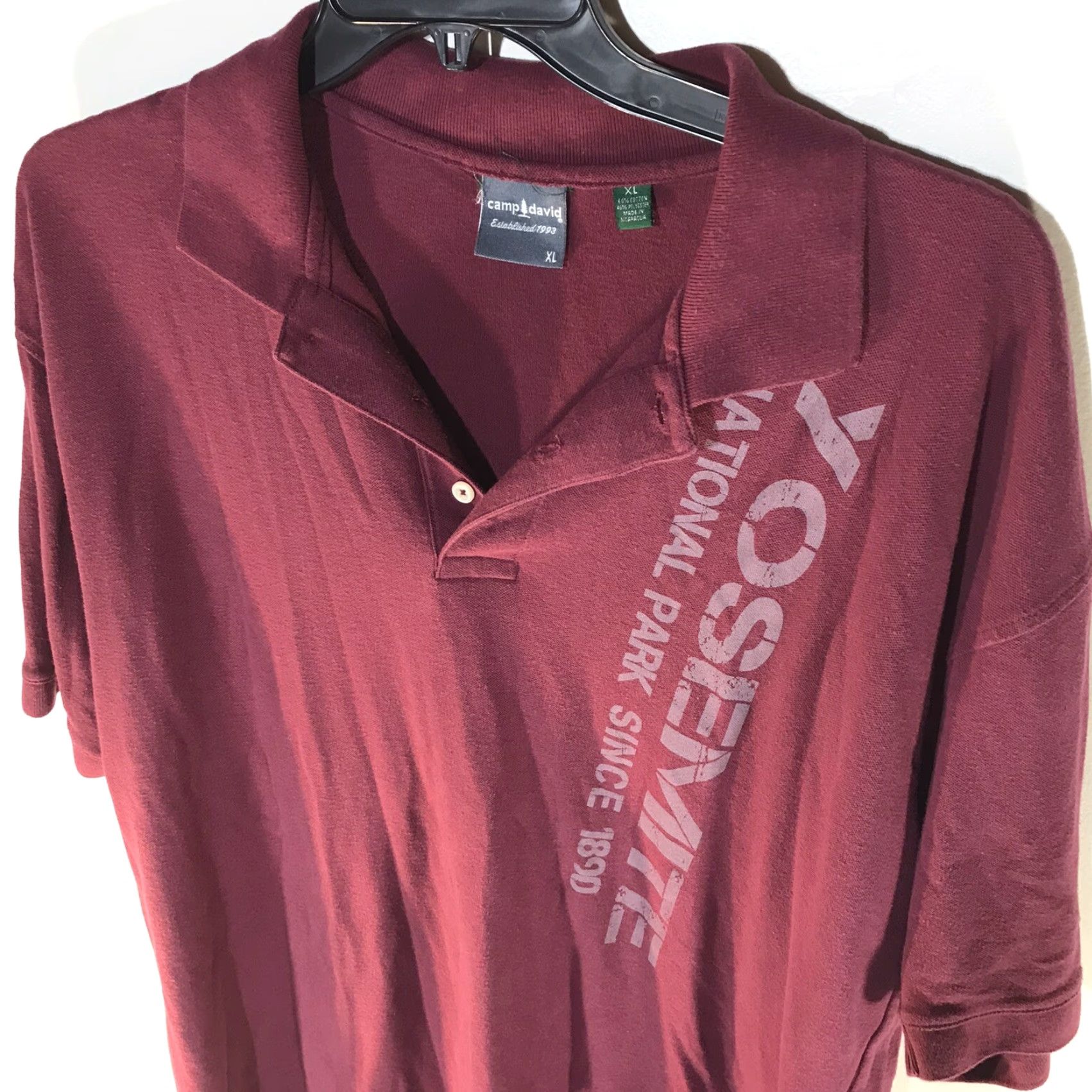 Vintage Camp David Polo Shirt Mens XL Burgandy Short Sleeve Button Knit Cotton Polyester Logo Vintage No Size US XL / EU 56 / 4 - 3 Thumbnail