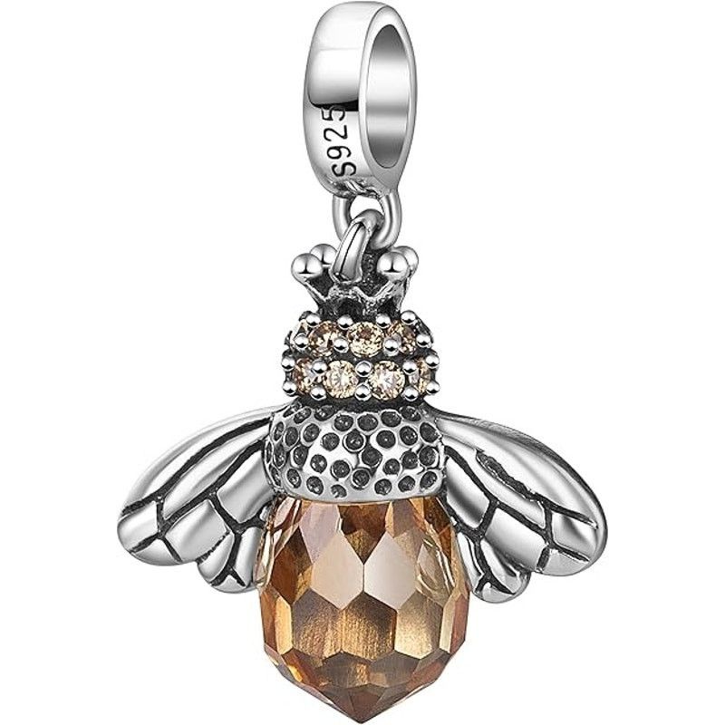 Vintage Vintage Sterling Silver Queen Bee Rhinestone Charm Pendant Size ONE SIZE - 1 Thumbnail