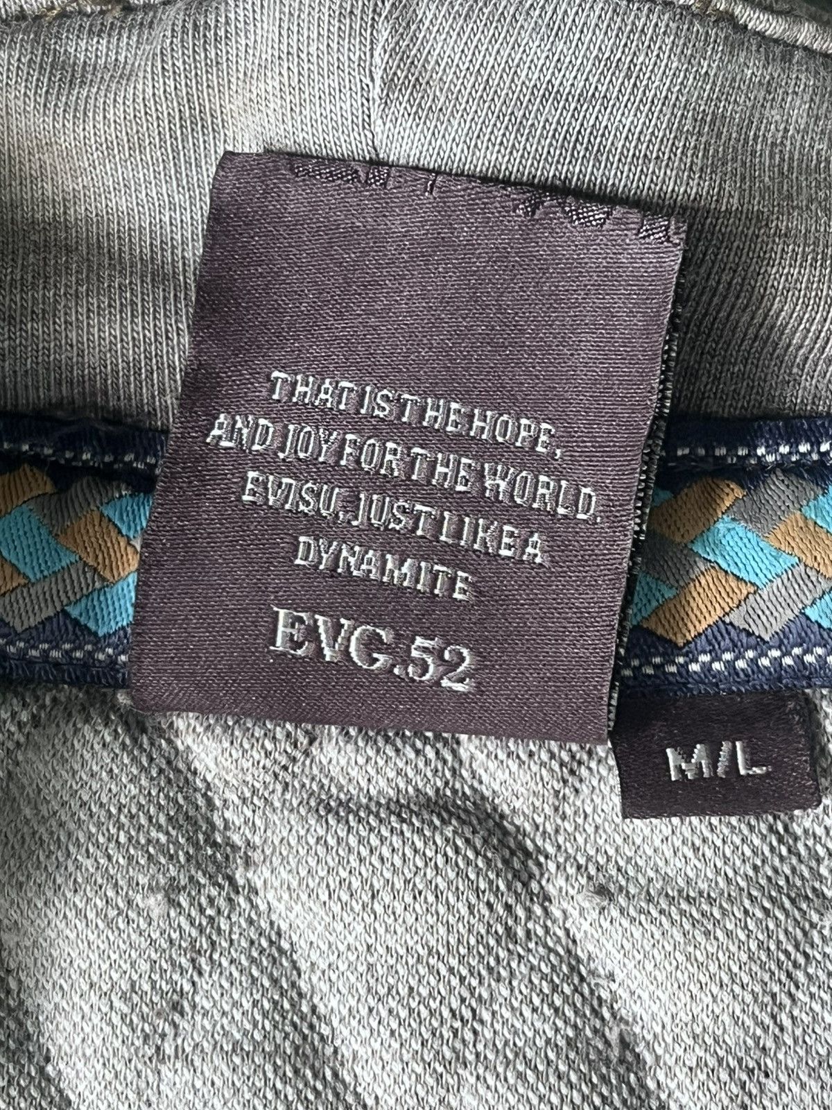 Japanese Brand EVISU Teal Crewneck with Diamond Quilted Shoulder Panels Size US M / EU 48-50 / 2 - 7 Thumbnail