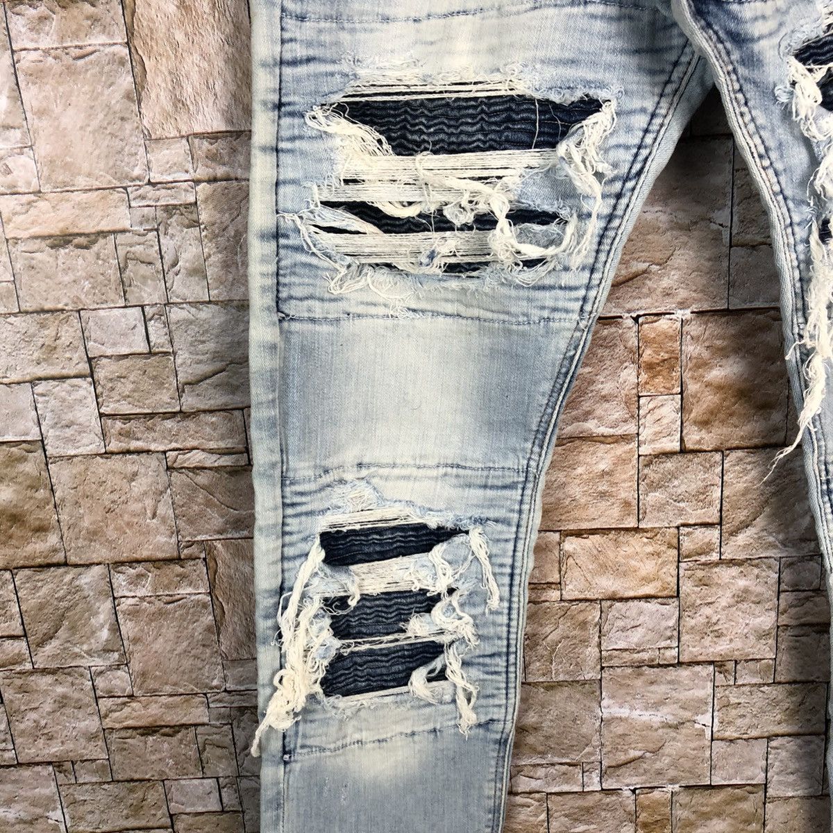 Vintage H&M Blue Distressed ripped Denim Pants #A453 Size US 32 / EU 48 - 10 Thumbnail