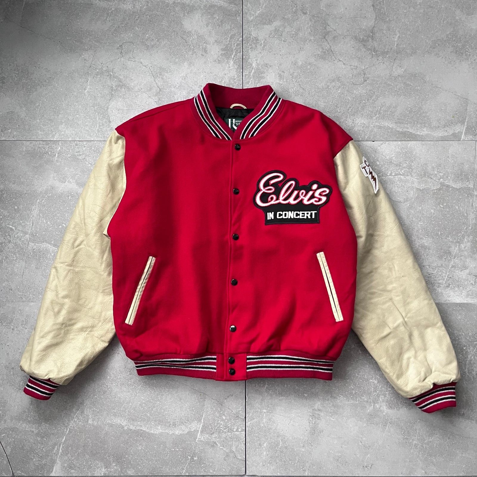Vintage Vintage Elvis Presley Jacket – Red Wool / Cream Leather – XL Size US XL / EU 56 / 4 - 1 Thumbnail