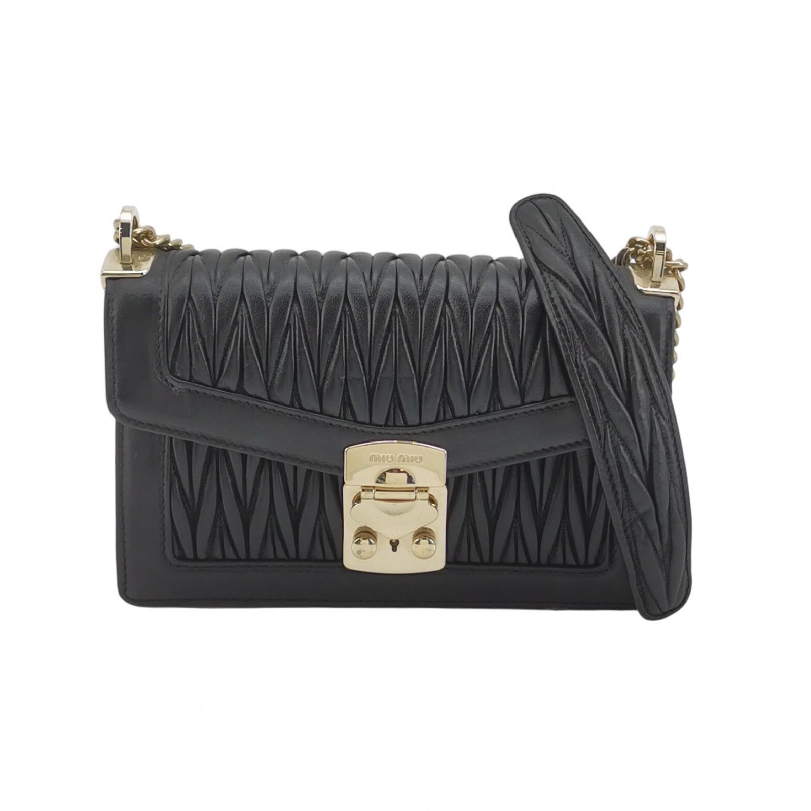 Miu Miu Miu Miu Black Matelassé Leather Shoulder Bag Size ONE SIZE - 1 Thumbnail