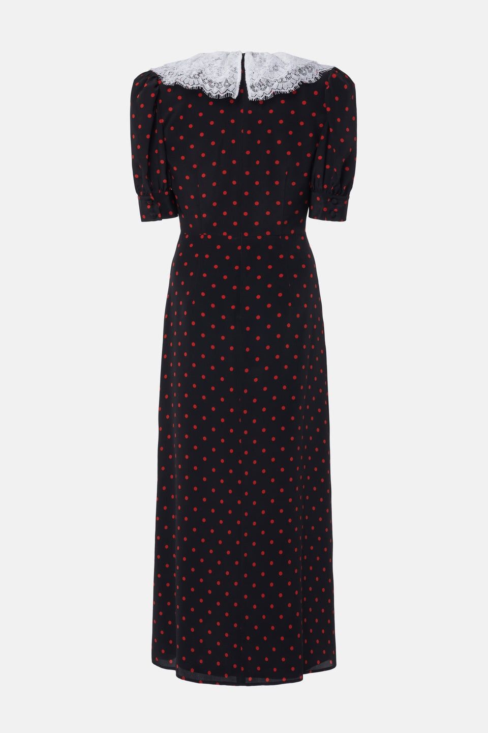 Alessandra Rich o1s22i1n0225 Silk Midi Dress in Black Red Size XS / US 0-2 / IT 36-38 - 2 Thumbnail