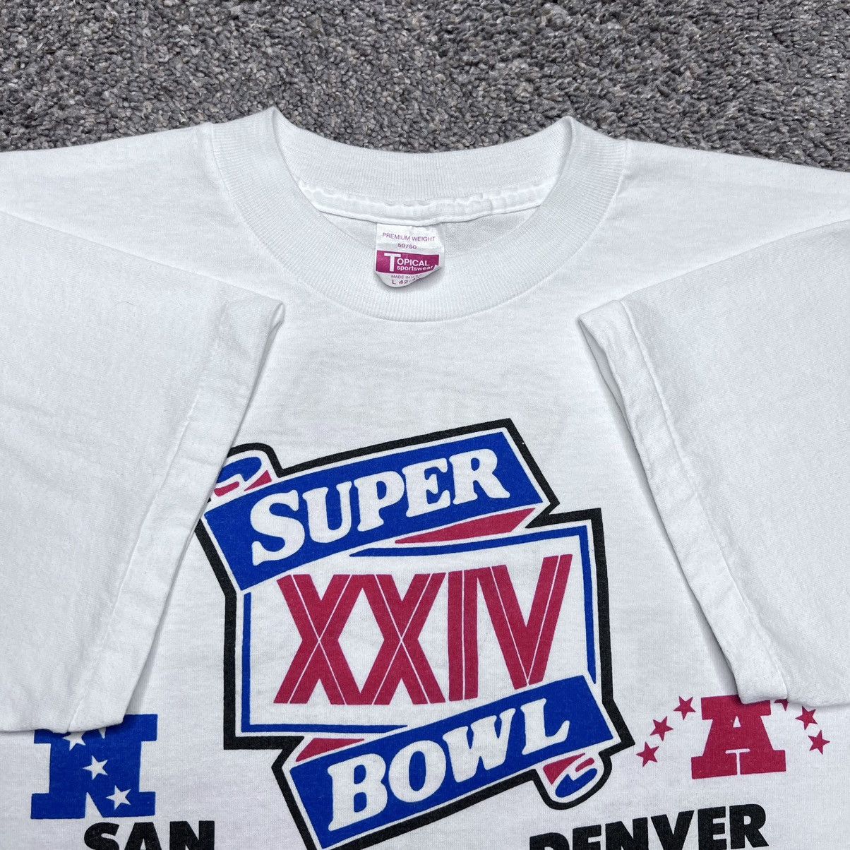 NFL Vtg 1990 NFL Super Bowl 49ers Broncos Championship T-Shirt Size US L / EU 52-54 / 3 - 3 Thumbnail