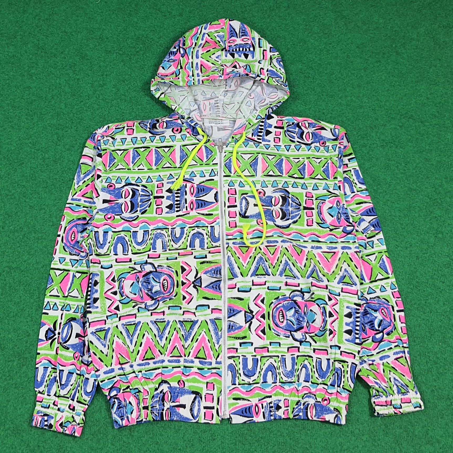 O'Neill Vintage 80s O'Neill Retro Surf Neon Geometric Jacket C282N1 Size US M / EU 48-50 / 2 - 1 Thumbnail
