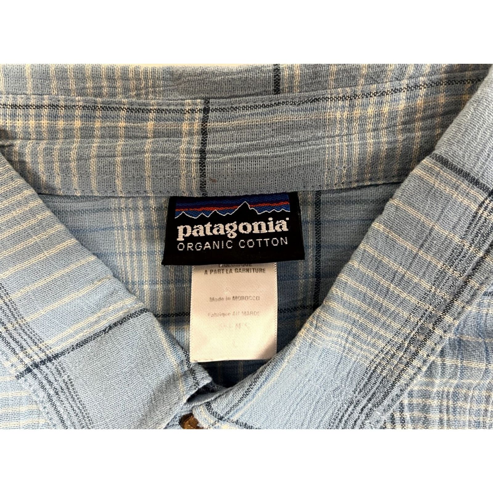Patagonia Patagonia Shirt Short Sleeve Button-Up Organic Cotton Plaid sz L Blue Mens Size US L / EU 52-54 / 3 - 6 Thumbnail