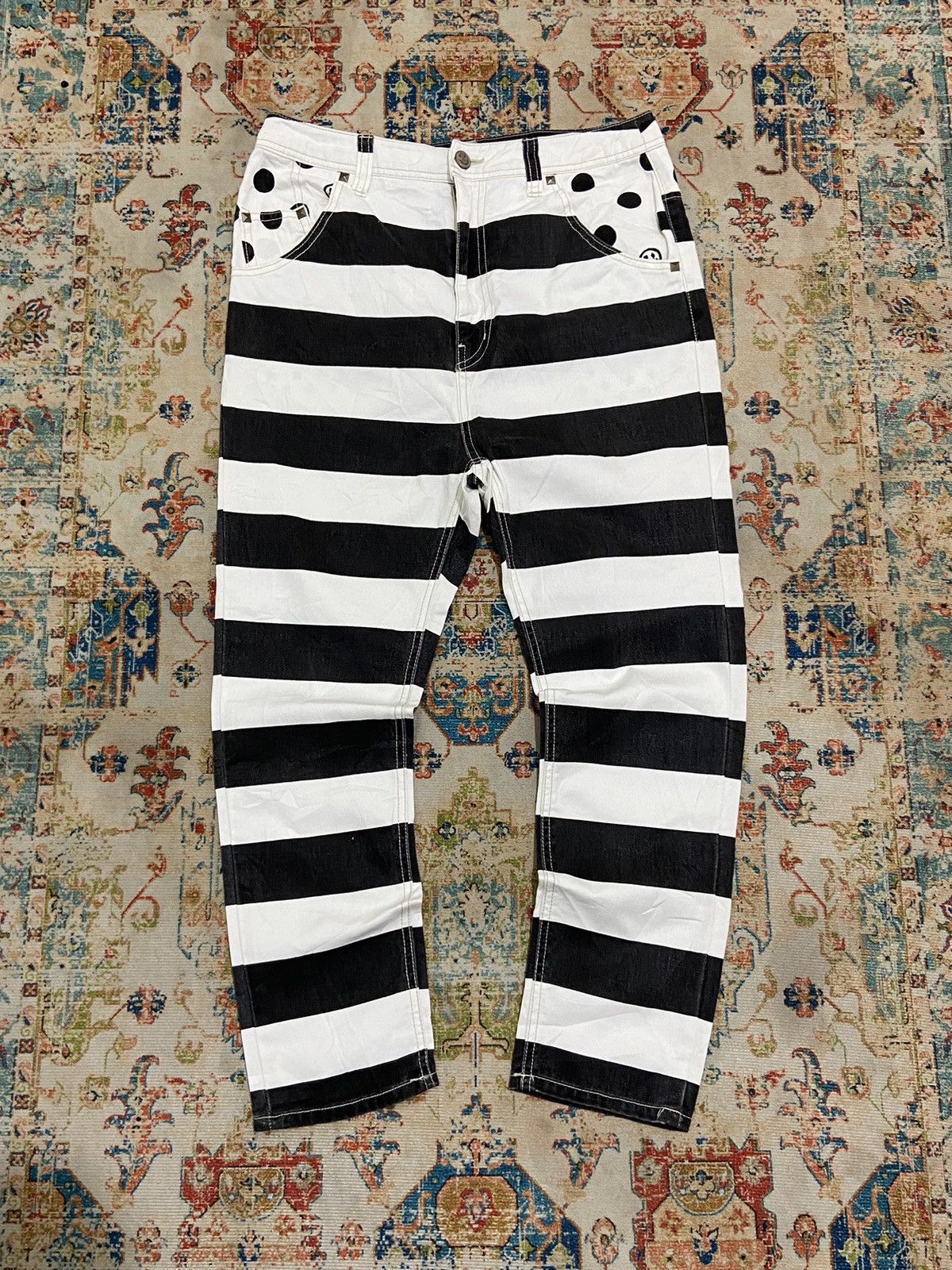 Japanese Brand FINAL DROP 💥 World Wide Love Smile Prisoner Crop pants Size US 30 / EU 46 - 1 Thumbnail