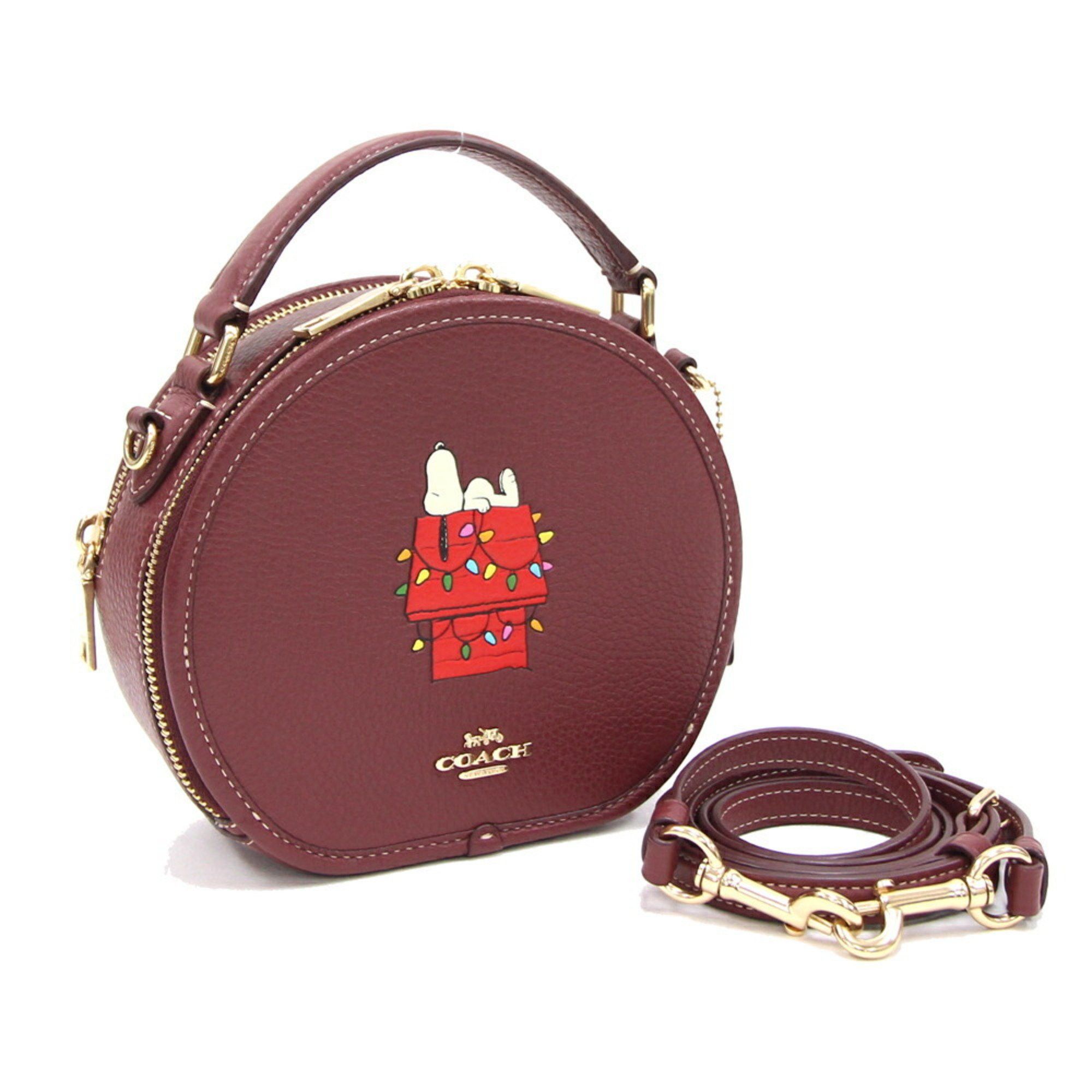 image of Coach Handbag Canteen Crossbody Snoopy Lights Motif Ce844 Bordeaux Leather Peanuts Ladies Coach, Wo