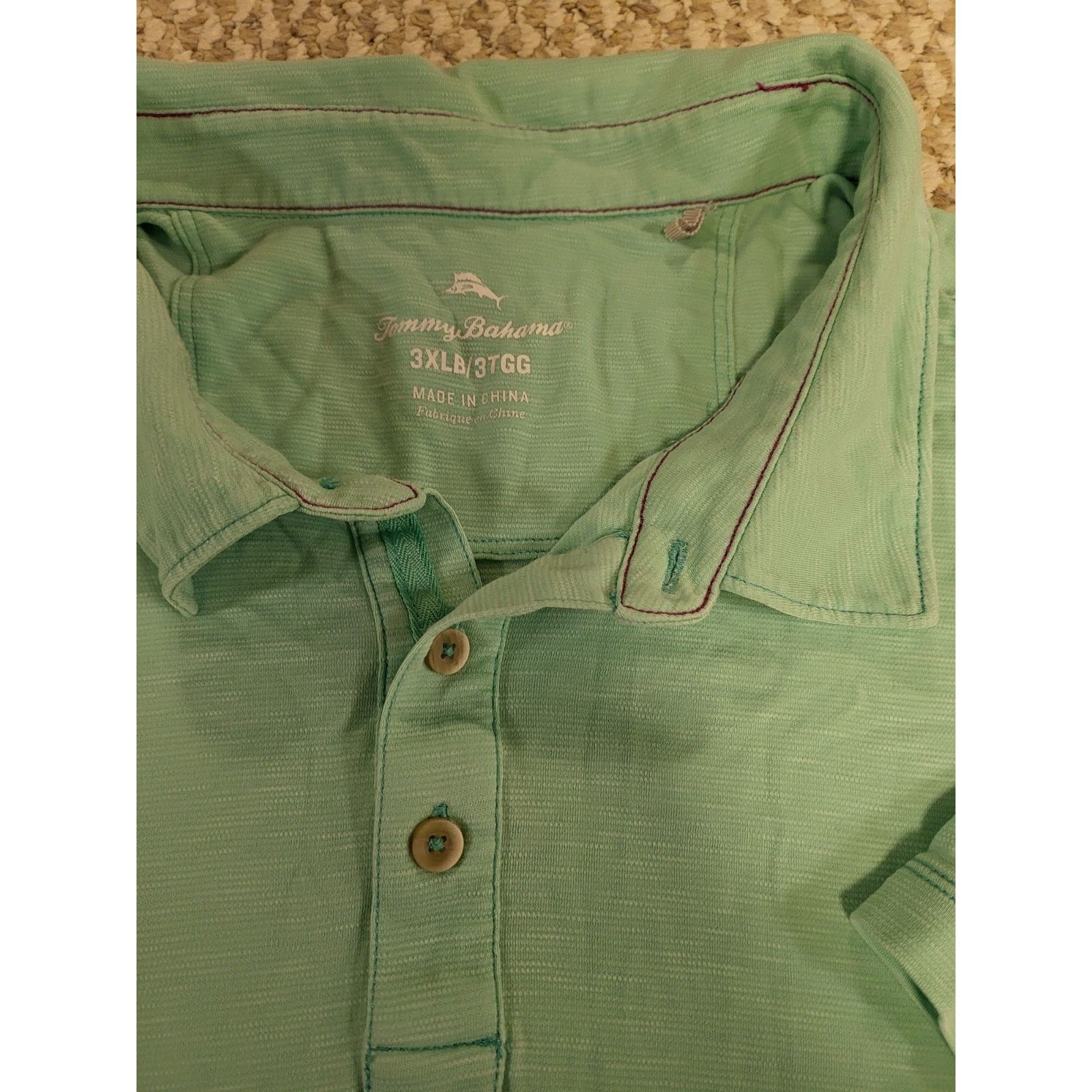 Tommy Bahama Tommy Bahama Men's 3XL Three Button Pale Green Golf Shirt Size US XXL / EU 58 / 5 - 3 Thumbnail