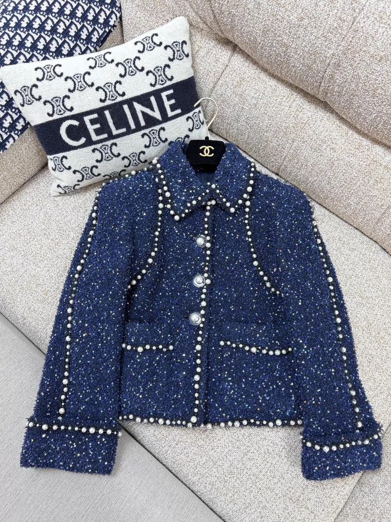 Chanel Chanel Dark blue sequin pearl rolled edge starry sky jacke Size XS / US 0-2 / IT 36-38 - 1 Thumbnail