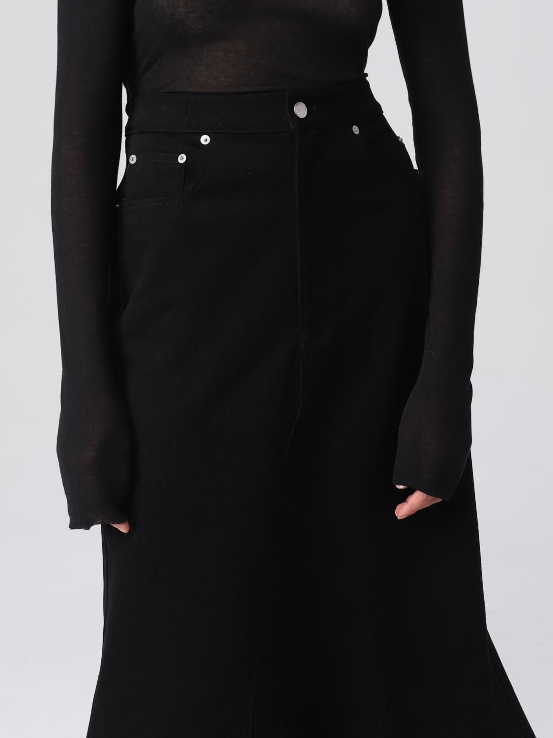 Rick Owens o1y0126 Denim Midi Skirt in Black Size 25" / US 0 / IT 36 - 4 Thumbnail