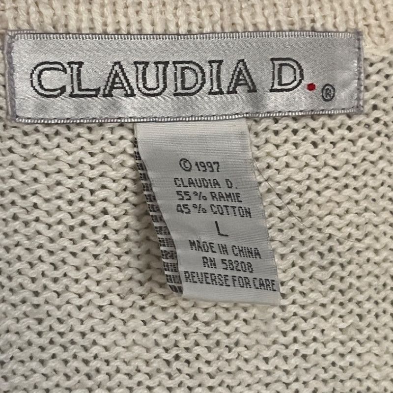 Designer Vintage Claudia D. Cream Embellished Vest Large Size XL / US 12-14 / IT 48-50 - 3 Thumbnail