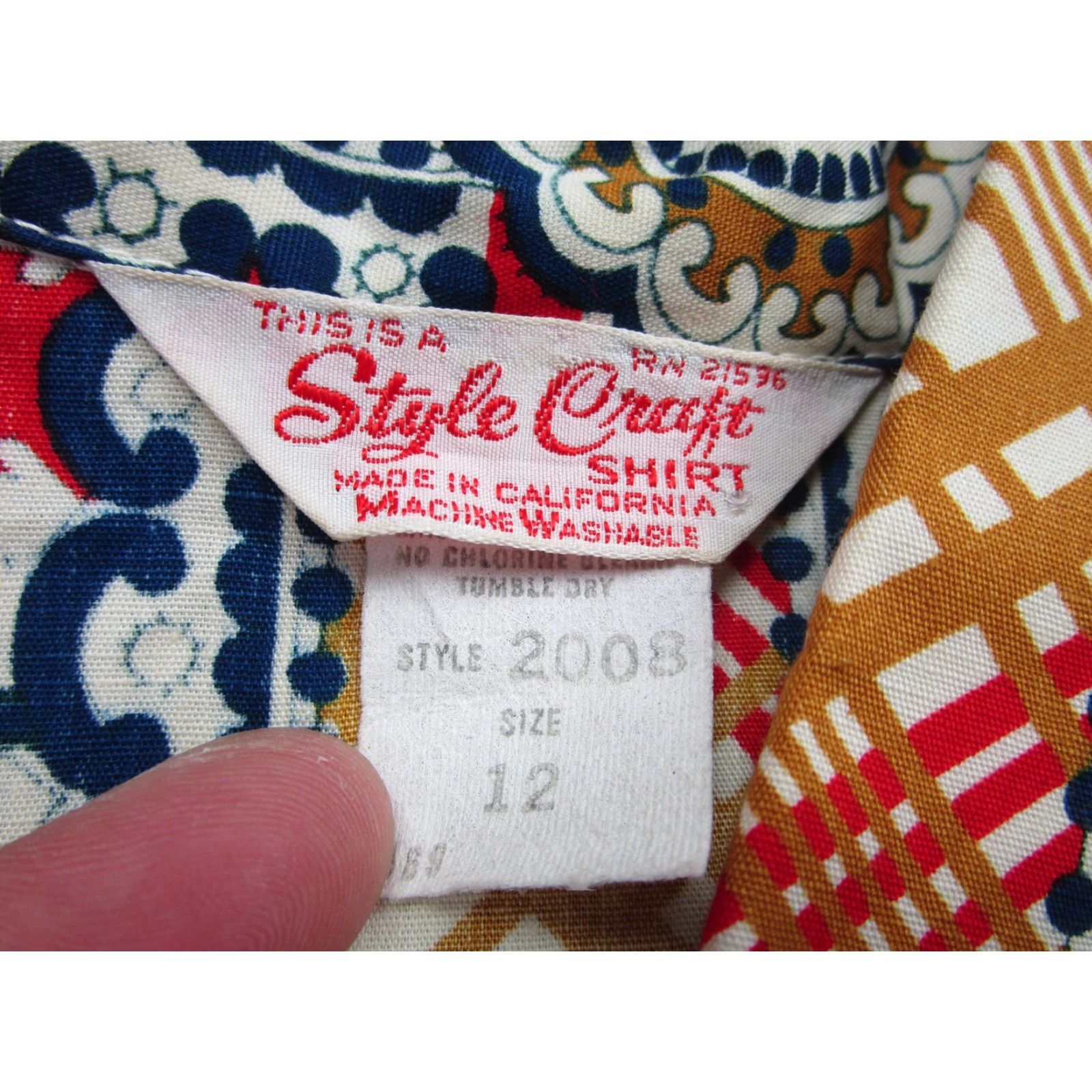 Vintage VINTAGE Style Craft Shirt Women 70s Button-Up Plaid Floral Red Blue 12 Adult Women Size XL / US 12-14 / IT 48-50 - 4 Thumbnail
