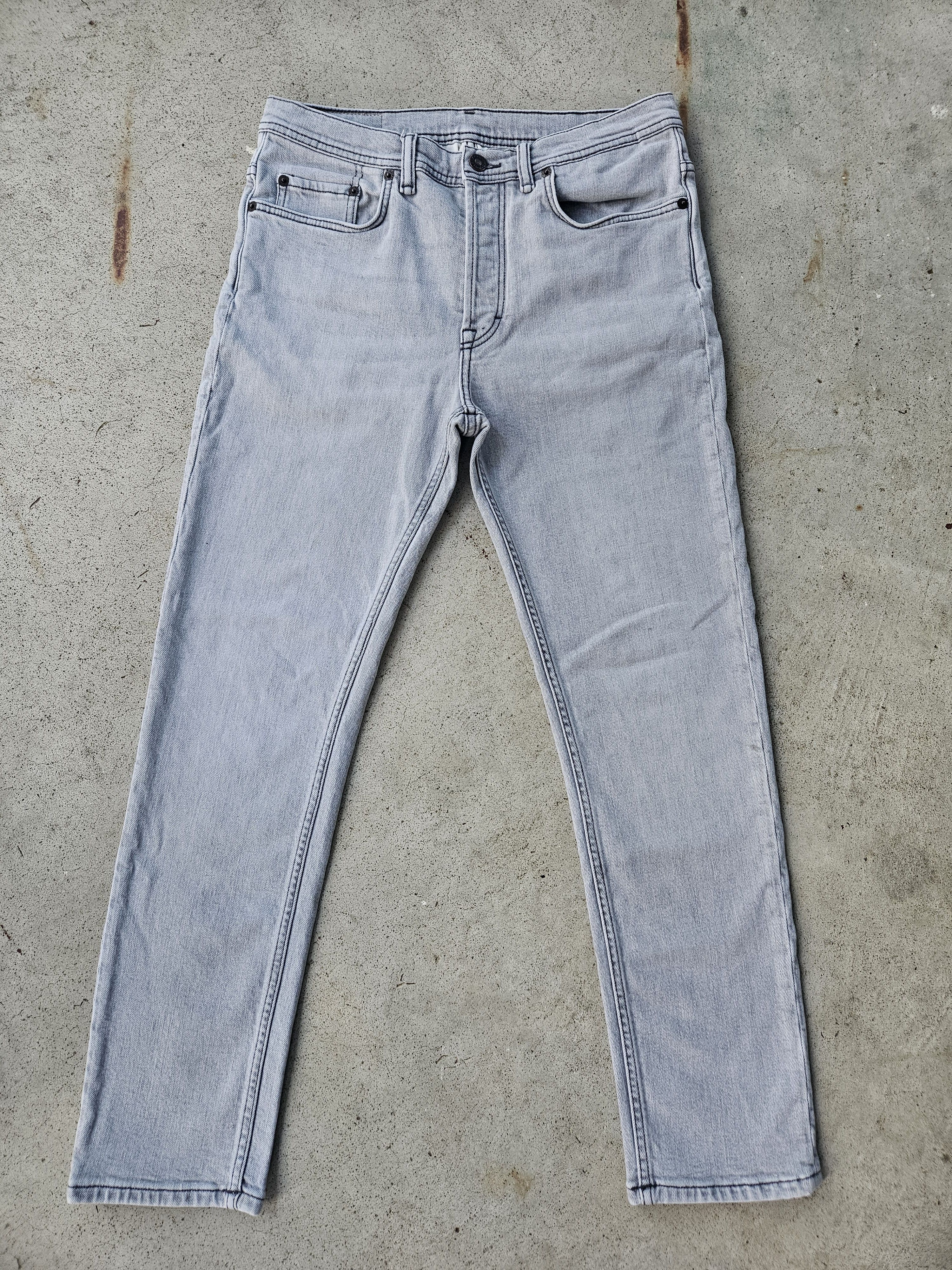 Acne Studios River Stone Grey Leather Back Patch Denim Jeans Size US 30 / EU 46 - 4 Thumbnail