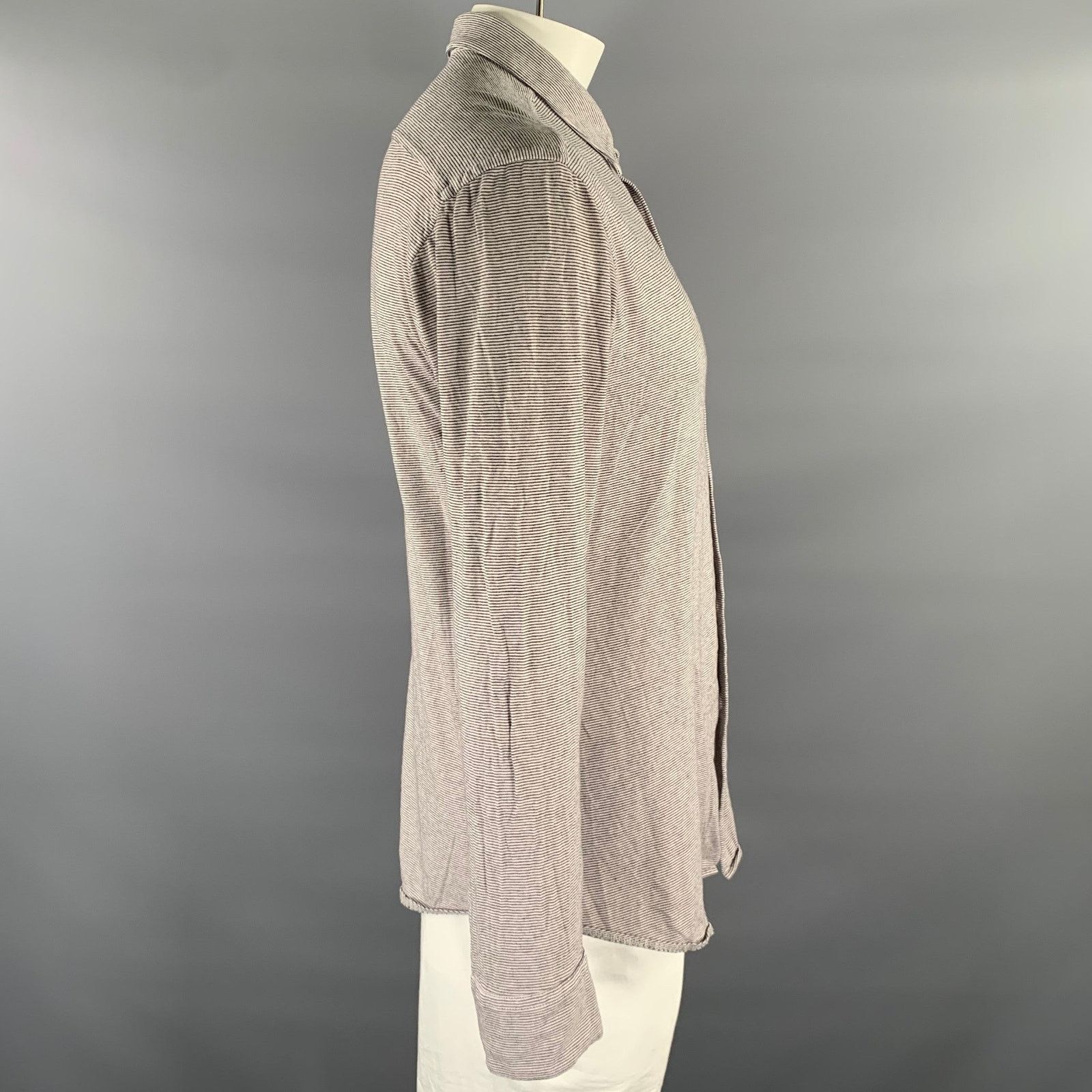 Barena BARENA Size XL White Black Stripe Long Sleeve Knit Shirt Size US XL / EU 56 / 4 - 2 Thumbnail