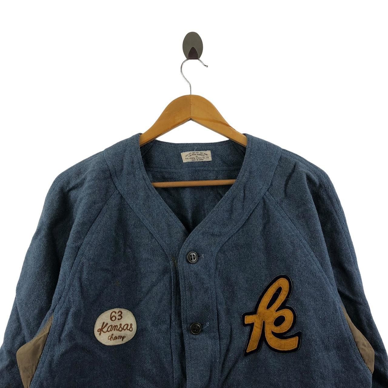 45rpm Vintage 45RPM STUDIO Kansas Champ Natural Dye Varsity Jacket Size US L / EU 52-54 / 3 - 3 Thumbnail