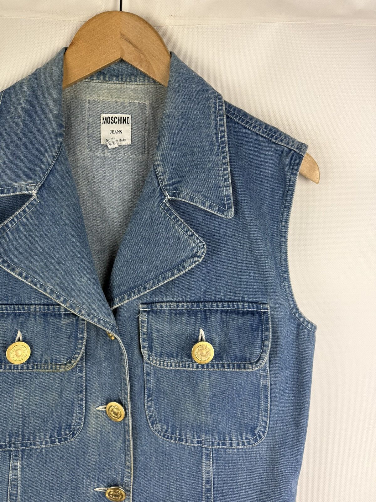 Moschino × Vintage Moschino Jeans VTG Denim Sleeveless Vest Jacket Waistcoat Size XL / US 12-14 / IT 48-50 - 5 Thumbnail