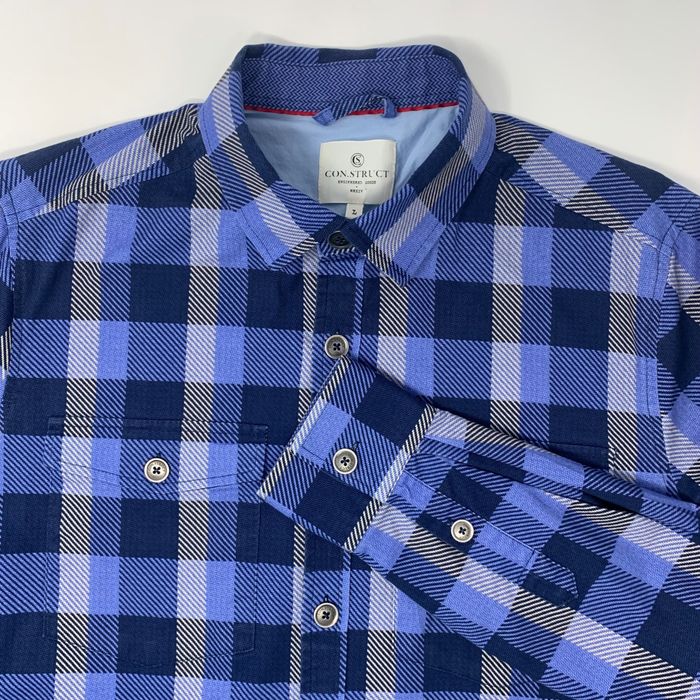 Other Con.struct Men's Long Sleeve Button Up Blue Plaid Shirt Size