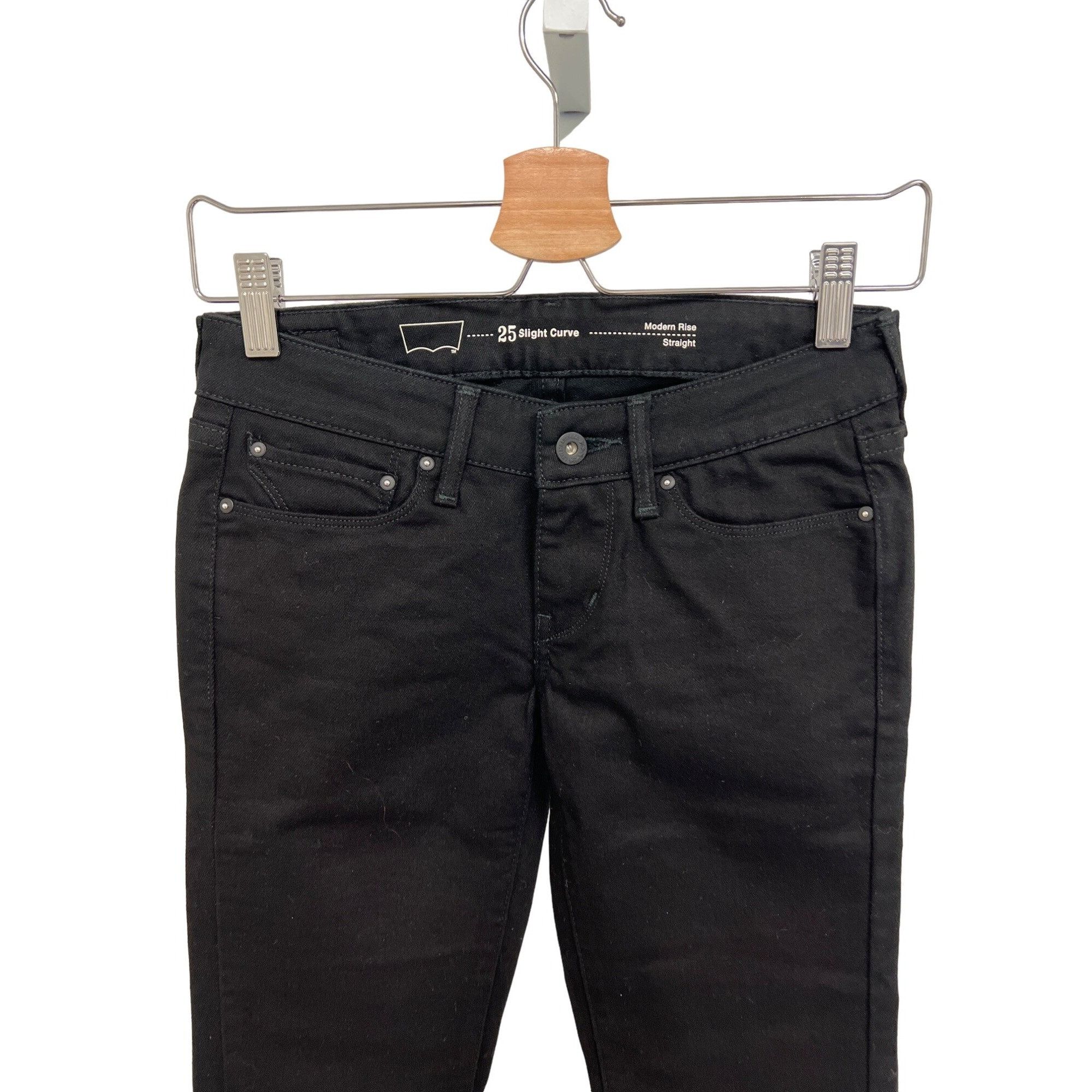Levi's Levis Black Modern Rise Stretch Straight Jeans Size 25" / US 0 / IT 36 - 2 Thumbnail