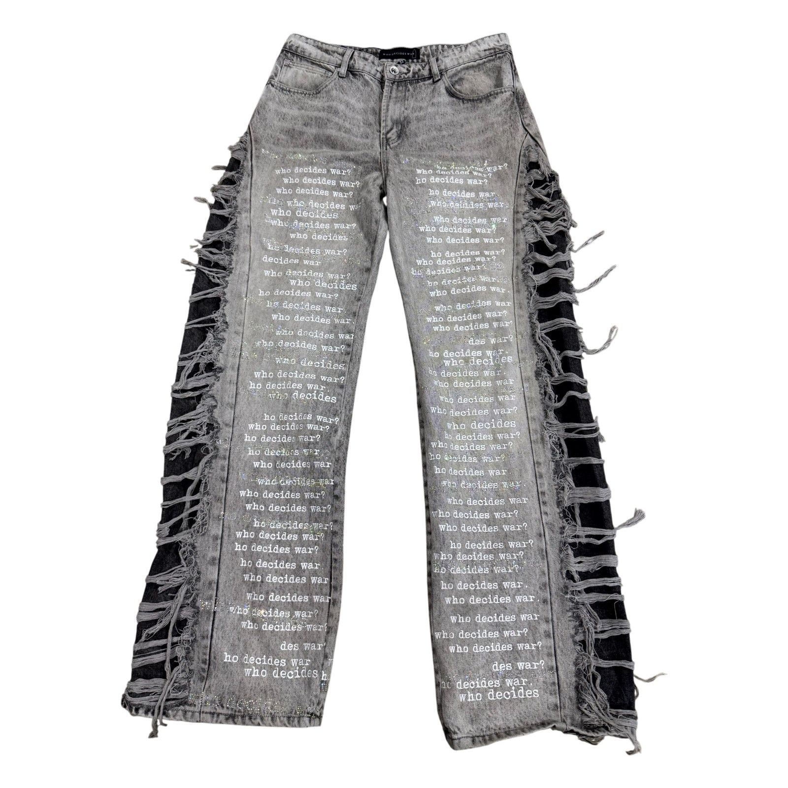 Who Decides War Who Decides War Ultra Flare Rhinestone Grey Jeans Size US 32 / EU 48 - 1 Thumbnail