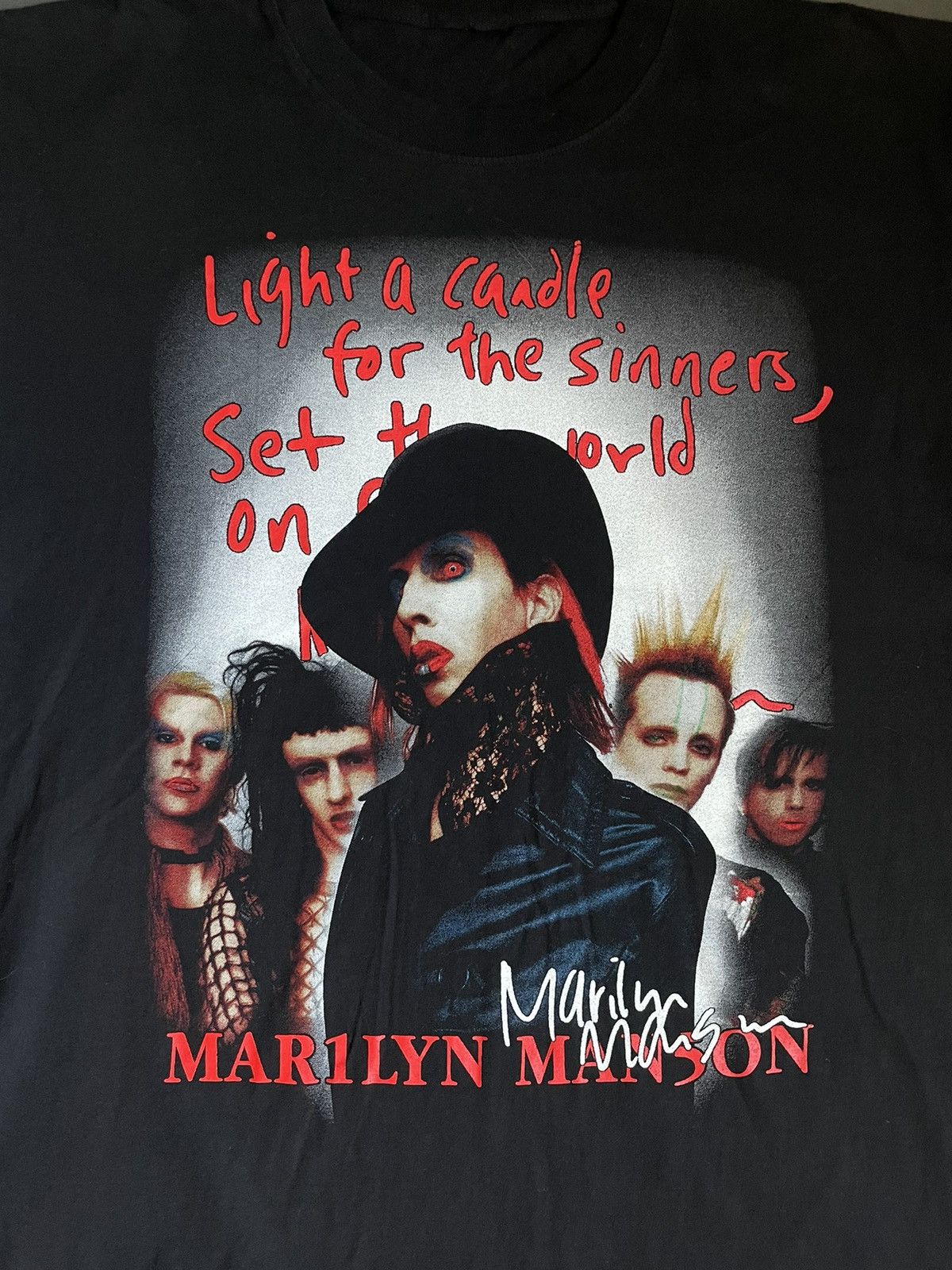 Band Tees Rare Vintage 90s Marilyn Manson Single Stitch Tee Rock Metal Size US XL / EU 56 / 4 - 4 Thumbnail