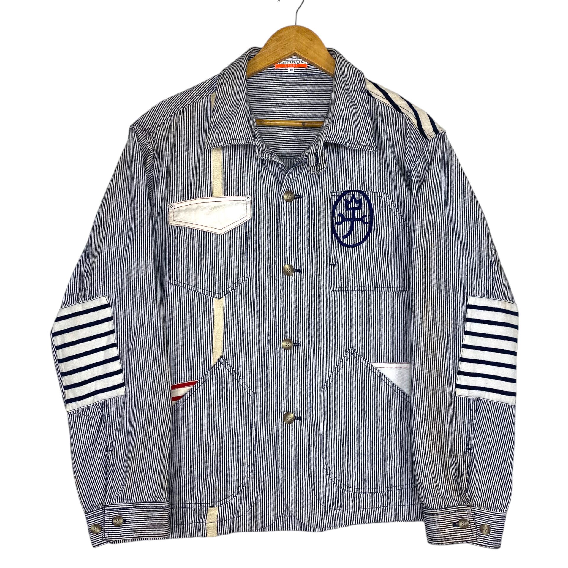 Jean Charles De Castelbajac 💥 CASTELBAJAC JEAN HICKORY STRIPED JACKET BUTTON Size US L / EU 52-54 / 3 - 2 Thumbnail