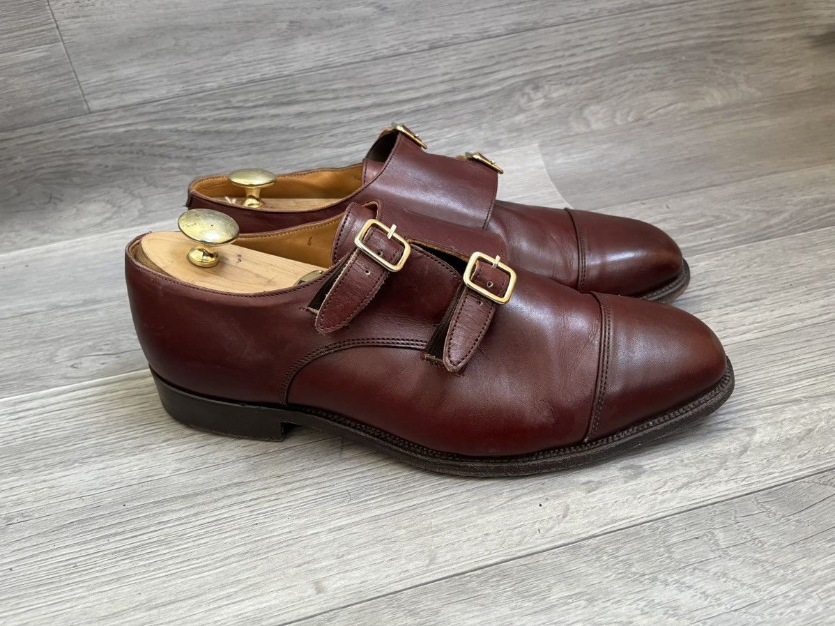 Tricker's Trickers double monk strap burgundy oxford leather shoes Size US 11.5 / EU 44-45 - 6 Thumbnail
