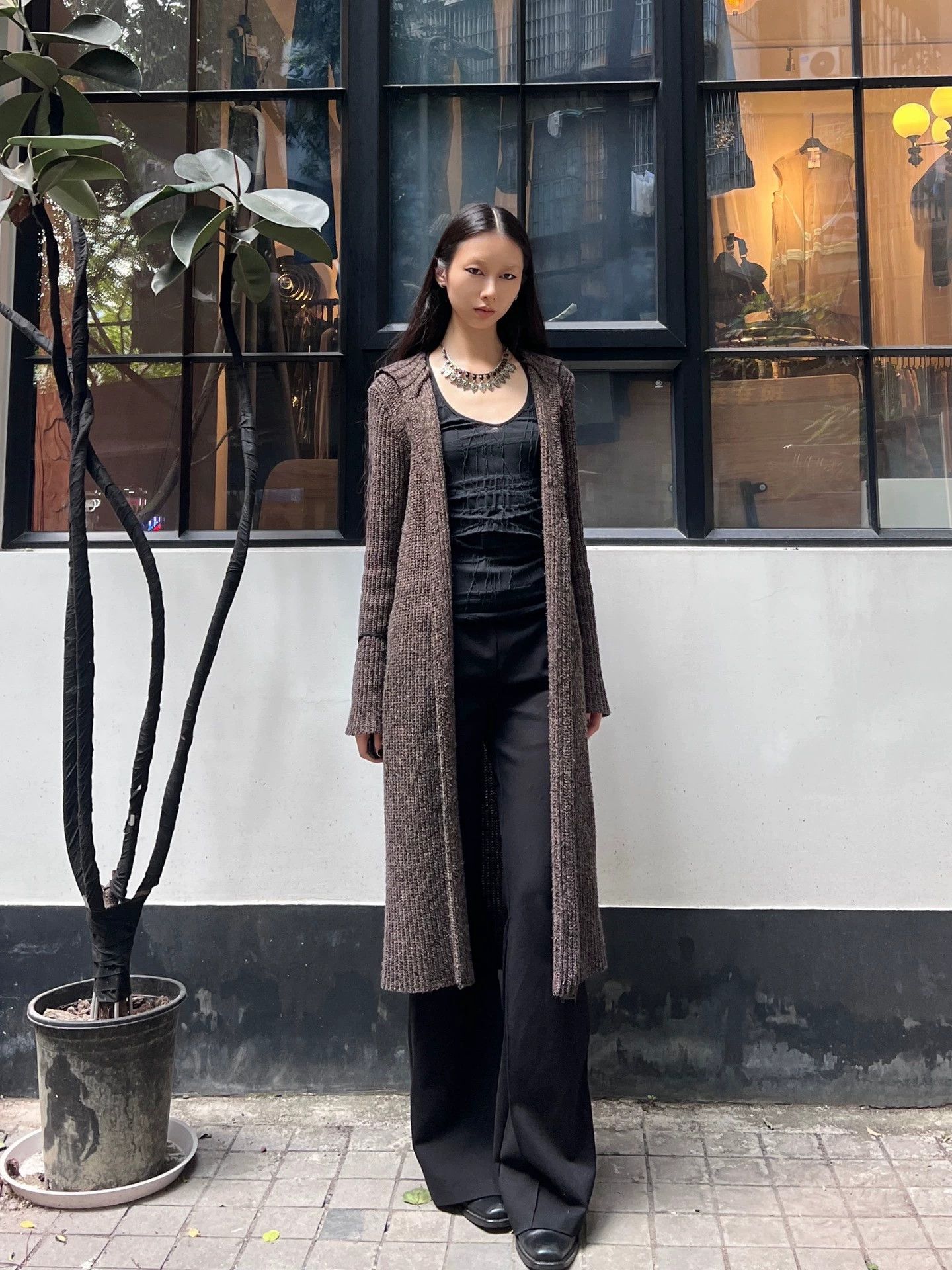 Other French Vintage Horn Button Knit Hooded Long Coat Size XS / US 0-2 / IT 36-38 - 5 Thumbnail