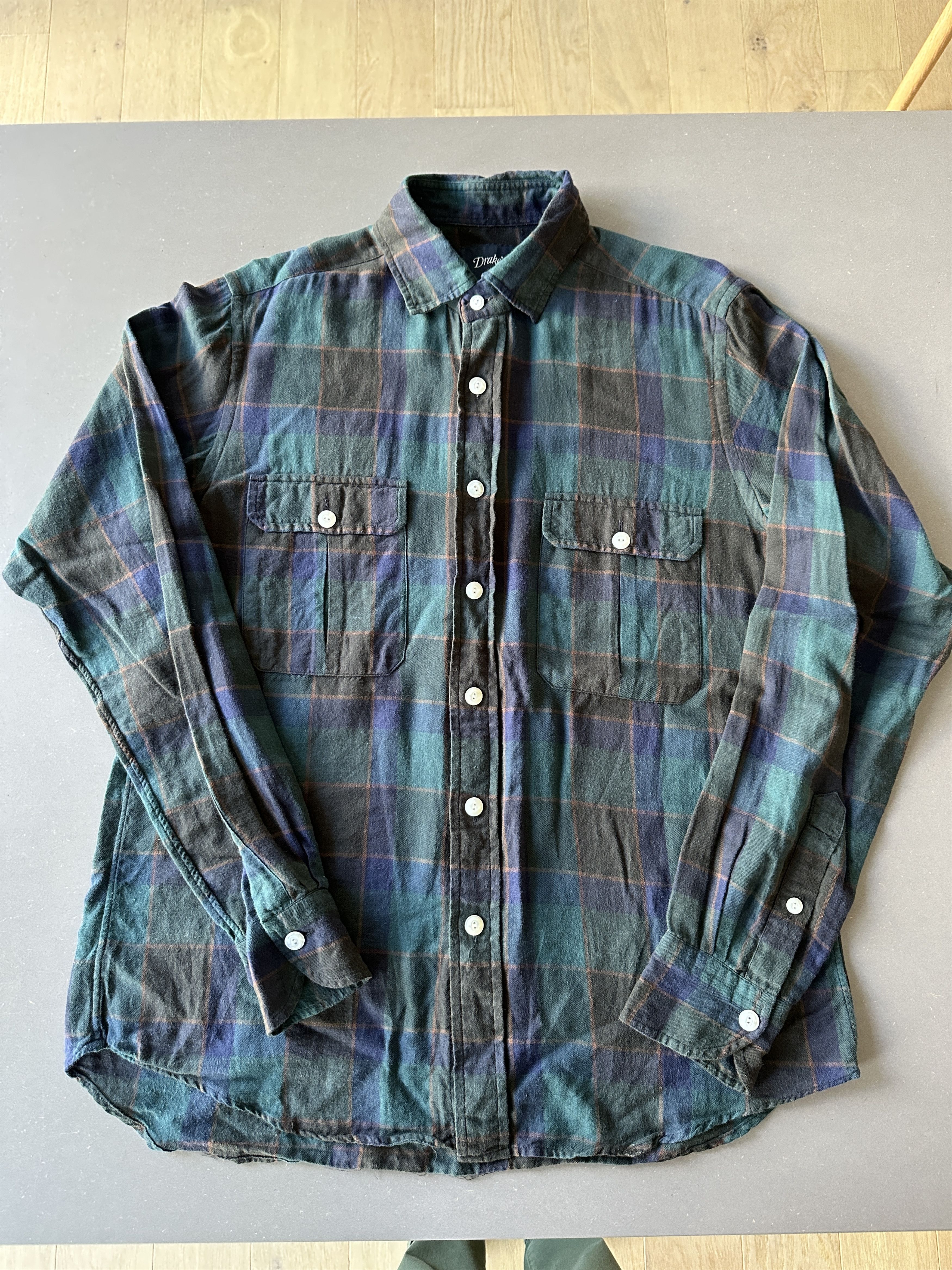 Drakes Plaid Lyocell Cotton Work Shirt | Grailed