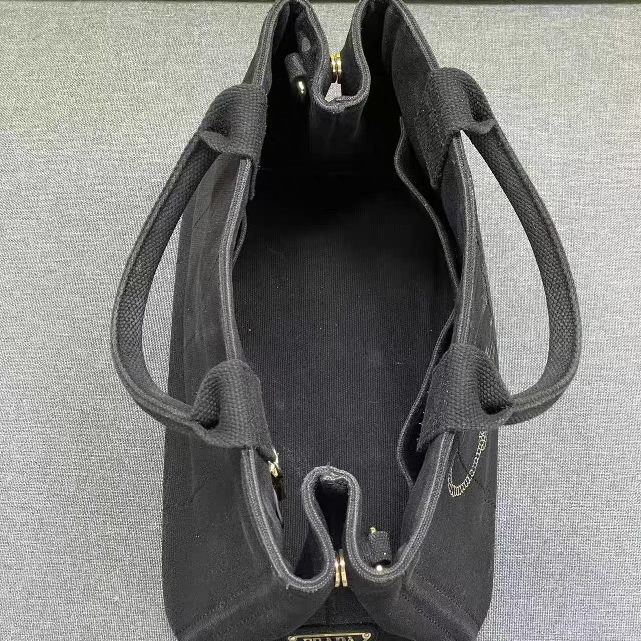 Prada Prada Black Denim Canvas Small Beach Bag K15 Size ONE SIZE - 7 Thumbnail