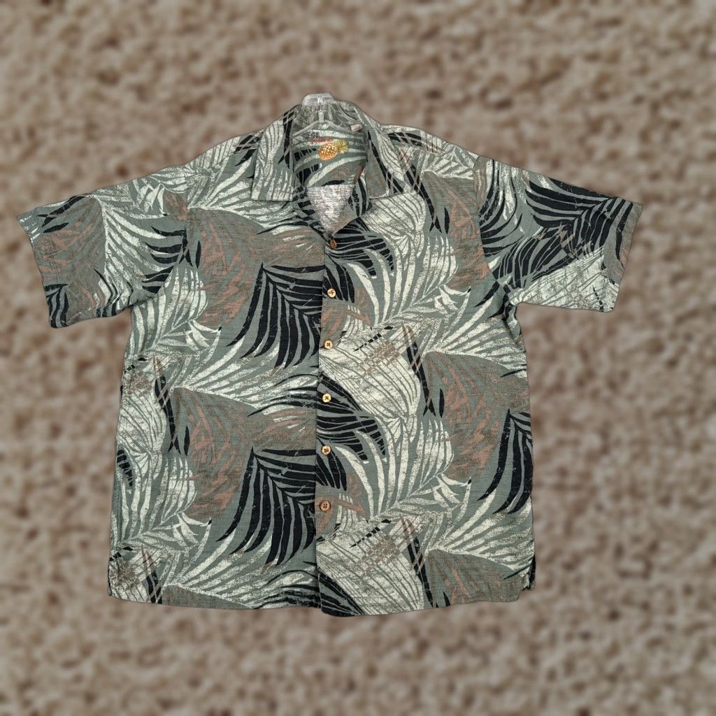Vintage Caribbean Shirt Men Large Green Floral Palm Leaf Silk Rayon Hawaiian Button-Up Short Sleeve Size US L / EU 52-54 / 3 - 1 Thumbnail