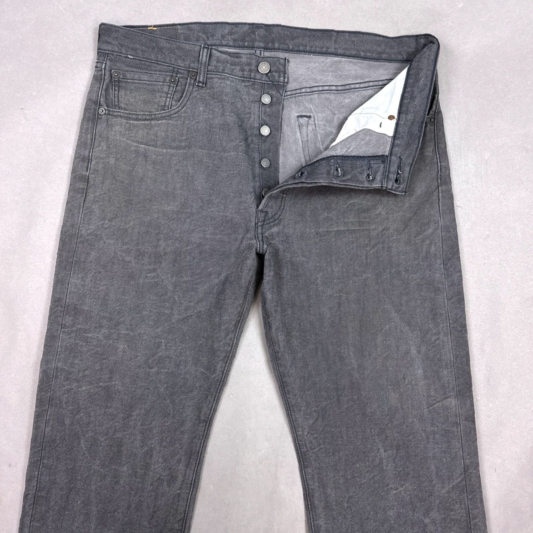 Levi's Levi's 501 Jeans Mens Regular 36x30 Black Denim Straight Button Fly Pants Dark Wash Size US 36 / EU 52 - 2 Thumbnail