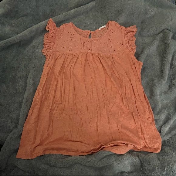 Nordstrom CASLON Eyelet Flutter Sleeves Orange Women's Top SZ 0x Size L / US 10 / IT 46 - 1 Thumbnail