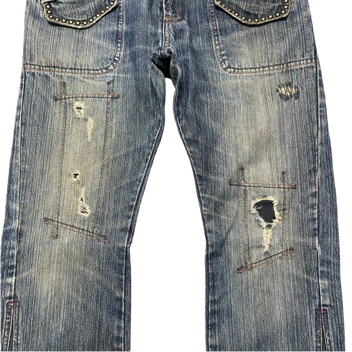 Japanese Brand Difference Rupert Denim Flare Jeans Multi Pocket Studded Size US 33 - 6 Thumbnail