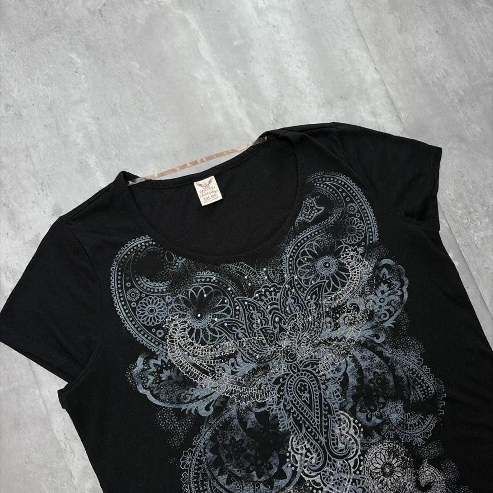 Faded Glory Y2K Black Faded Glory Grunge Gothic Embellished Shirt Size XXL / US 16-18 / IT 52-54 - 5 Thumbnail