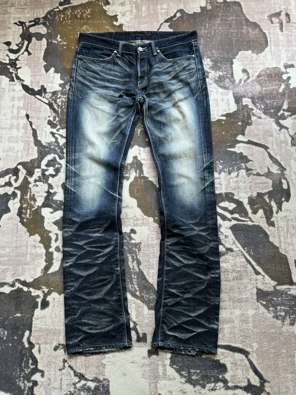 Yasuyuki Ishii AW11 FUGA whiskered denim jeans Size US 34 / EU 50 - 1 Thumbnail