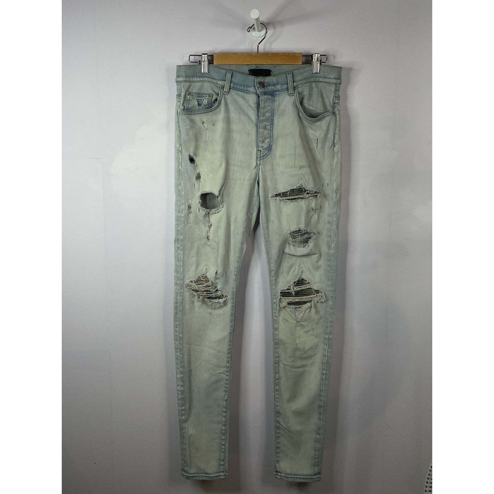 Amiri Amiri Camp Patch Light Wash Blue Jeans Size US 34 / EU 50 - 1 Thumbnail