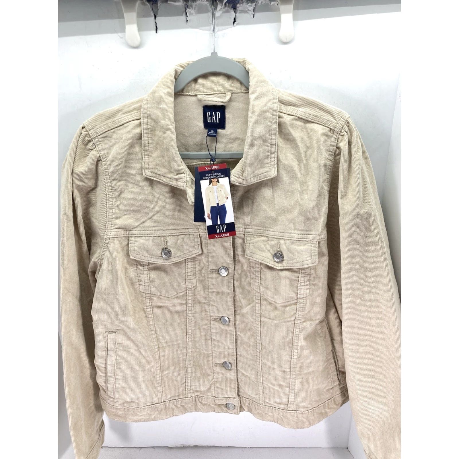 Gap VINTAGE Gap Corduroy Jacket Women XL Beige Button Puff Sleeve Stretch Cotton NWT Size XL / US 12-14 / IT 48-50 - 2 Thumbnail