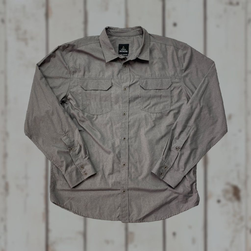 Prana prAna Button-Up Shirt Long Sleeve Men's XL Gray Moisture Wicking Pockets Casual, Travel, Workwear Size US XL / EU 56 / 4 - 1 Thumbnail