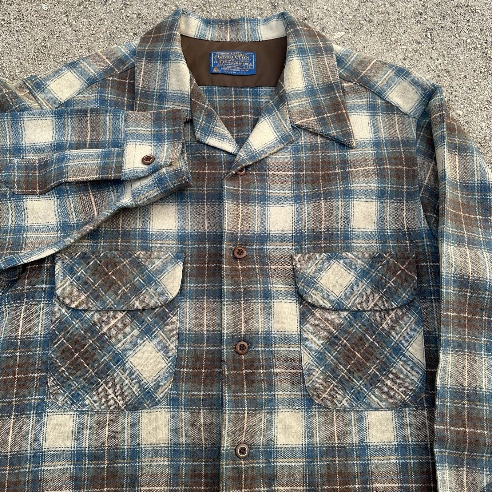 Flannel × Pendleton × Vintage Vintage Pendleton Plaid Wool Board Shirt Loop Collar Size US L / EU 52-54 / 3 - 2 Thumbnail
