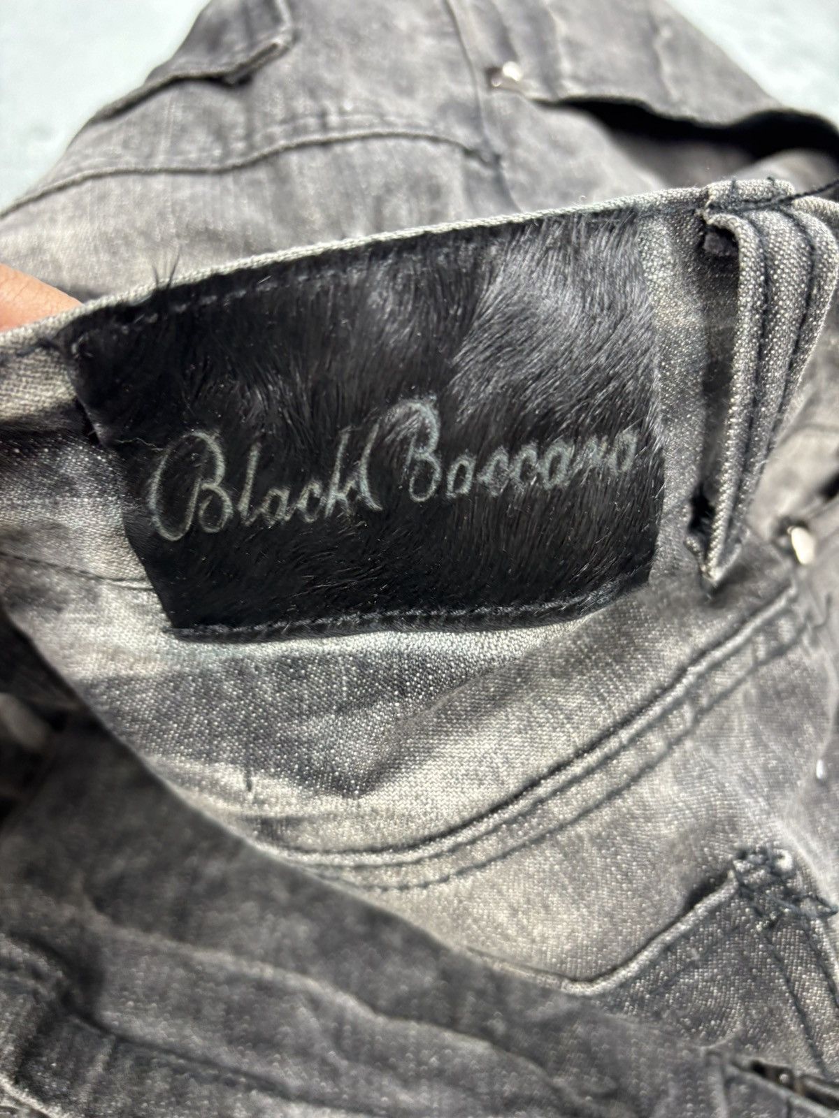 14th Addiction Black Boccaro Bondage Distressed Flared Jeans S0222 Size US 29 - 15 Thumbnail