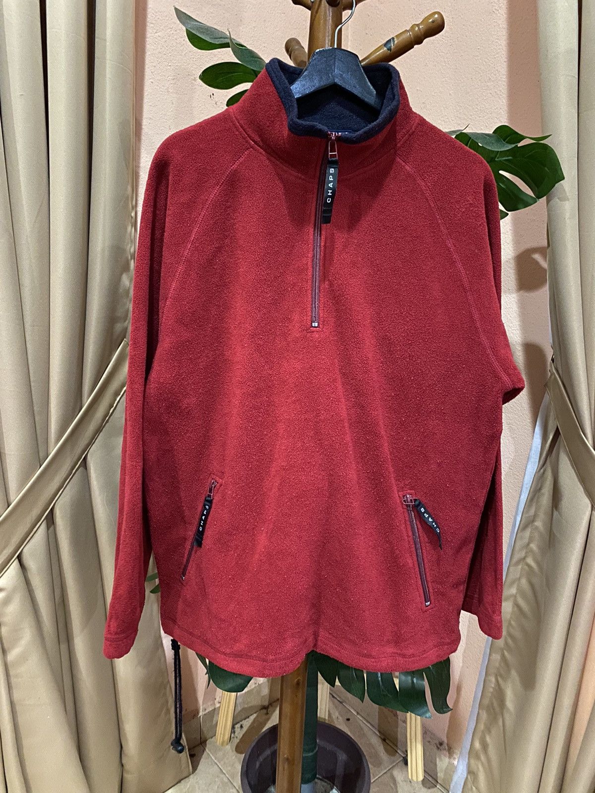 Chaps Ralph Lauren Vintage CHAPS Ralph Lauren Red Fleece Pullover Jacket Size US L / EU 52-54 / 3 - 1 Thumbnail